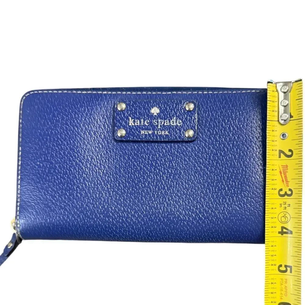 Kate Spade Zip-Around Wallet | Royal Blue Leather Polka Dot Lining